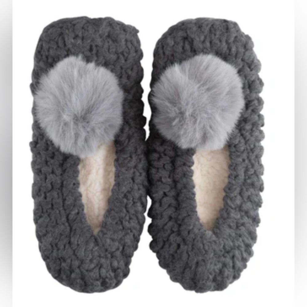 Pom Pom Ballerina  Hand Knit women's Slippers size S/M (5-7)